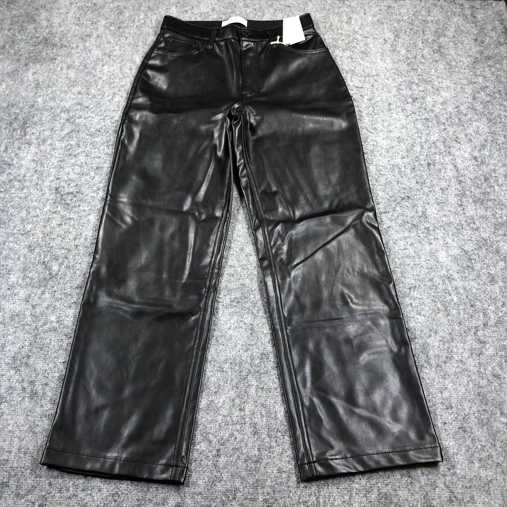 Abercrombie Fitch 90s Jeans Womens 27 Black High Rise Straight Vegan Leather